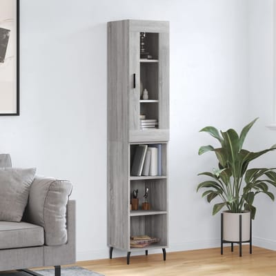 vidaXL - Hoge - kast - 34,5x34x180 - cm - bewerkt - hout - grijs - sonoma - eikenkleurig