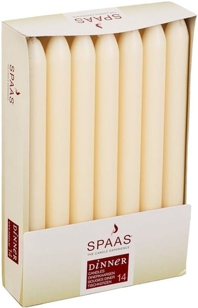 Dinerkaarsen ivoorwit - 28x stuks - 22 cm - 8 branduren - lange kaarsen - tafelkaarsen