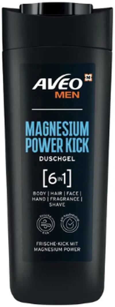 AVEO MEN 6in1 Douchegel - Magnesium Power Kick | 1x 300ml - Body, Hair, Face, Hand, Fragrance, Shave