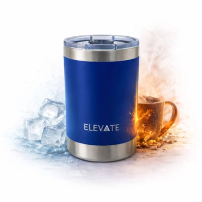 ELEVATE® Thermosbeker RVS – 380ml – Dubbelwandig & Vacuüm Geïsoleerd – 6 uur warm / 12 uur koud – BPA-vrij – To Go Koffiebeker – Herbruikbaar – Blauw