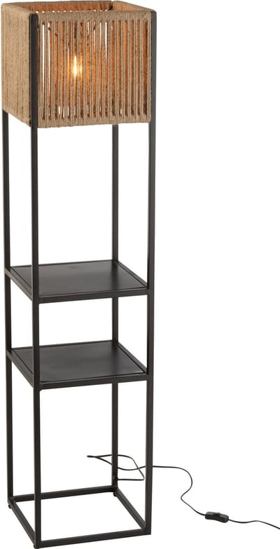 J-Line vloerlamp Vierkant - ijzer/jute - naturel/zwart