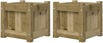 Houten Plantenbak - Bloembak Tuin Balkon - Planten Kweken - Massief Grenenhout - 31 x 31 x 31 cm - Natuurlijk