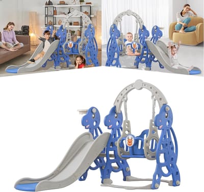Kinder Glijbaan Combinatie - Speeltoestel Tuin - Buiten Spelen - 4-in-1 Fun - 175 x 140 x 120 cm - Blauw