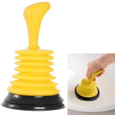 1 stuk - Ontstopper - Ontstoppingsgereedschap - Mini-gootsteenontstopper - Ontstopper - Sterke zuigkracht - Geel - 11 x 11 x 19 cm - Geschikt voor gootsteen- en badkamerleidingen