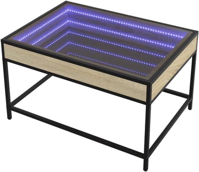 vidaXL Salontafel met Infinity LED 70x50x41 cm sonoma eikenkleurig, bijzettafel, woonkamertafel, middentafel, banktafel, bank tafel, accenttafel