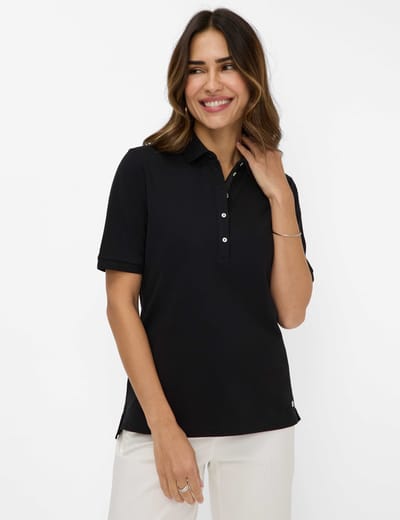 Brax Dames Poloshirt  Style CLEO black, zwart, maat 44