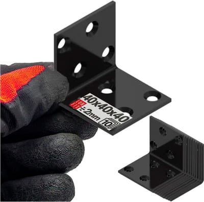 LUN FIX - Hoekverbinder 90° - 40x40x40x2mm - 10 stuks - Staal zwart gepoedercoat - Houtbouw meubelbouw rekbouw