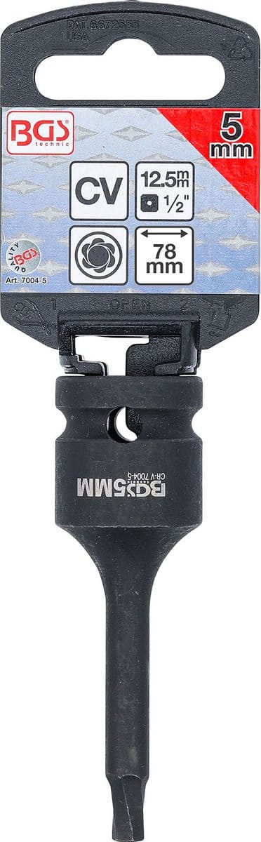BGS Schroefverwijderaar aandrijving binnenvierkant 12,5 mm (1/2") voor defecte binnenzeskant 5 mm - 7004-5