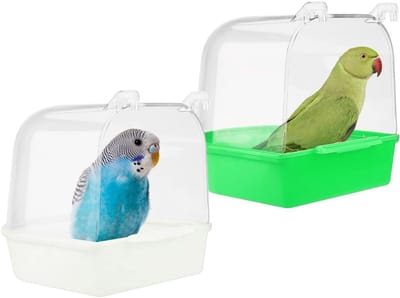 Hanging Vogelbad voor Kleine Vogels met Haakjes - Semicirkelvormige Badkuip voor Kanaries, Papegaaien en Meer