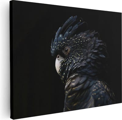 Artaza Canvas Schilderij Zwarte Vogel - 40x30 cm - Klein - Wanddecoratie Dieren - Muurdecoratie Papegaai - Kamer Accessoires