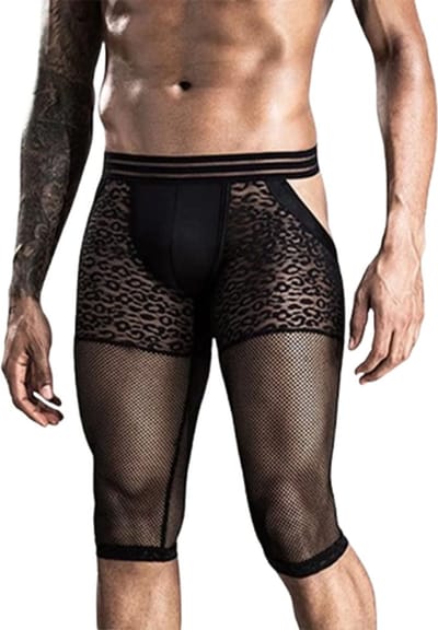 Erotische Ondergoed Heren panty - Doorzichtige open bil - boxershort - Zwart