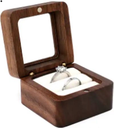 Ringdoosje hout - één of twee ringen - sieradendoos - huwelijk - aanzoek - bruiloft - walnoot - oorbellen doosje - cadeau - huwelijksaanzoek
