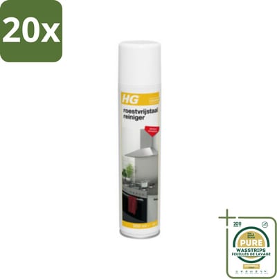 20 x HG Roestvrijstaal Reiniger 300 ml - Grootverpakking - Roestvrijstaal Reinigen - Vet Verwijderen - Streeploos Reinigen - Afzuigkap Reinigen - Koelkast Reinigen