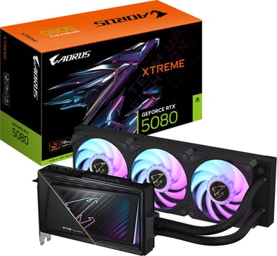 GIGABYTE NVIDIA GeForce RTX 5080 AORUS XTREME WATERFORCE 16G - Videokaart - 16GB - GDDR7 - PCIe 5.0 - 1x HDMI 2.1 - 3x DisplayPort 2.1
