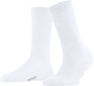 Esprit Reflection Rib eenkleurig katoen Sokken dames wit - maat 35-38