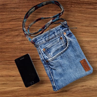 Toetie & Zo - Handgemaakte Tas Jeans - Festivaltas - Blauw - Schoudertas - Crossbodytas - Slingbag - 16bx24hx3d