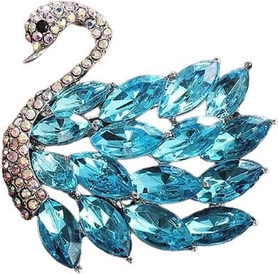 Broche Zwaan Strass Licht Blauw (Zilverkleurig) 4.5 x 4.4 cm