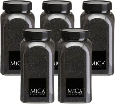 Mica Decorations decoratie zand - 5x - 650ml - zwart - hobby zandkorrels - sierzand - voor windlichten