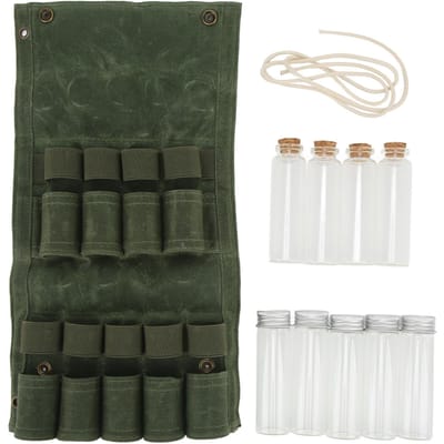 Sac de rangement pour bouteilles d'assaisonnement Kit d'épices portable pour camping avec 9 flacons d'épices pour camping en plein air Barbecue Pique-nique OD Green