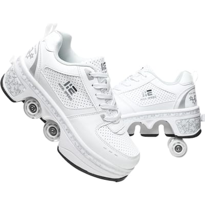 Quatre Chaussures de Marche Patins à Roues Invisibles Chaussures à Roues pour Enfants Chaussures Déformées Lumière Respirante Patins à Roues Lignes Doubles Sec 33
