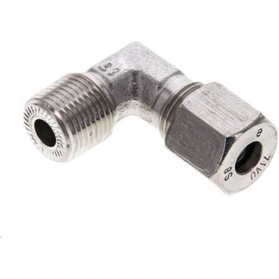3/8'' NPT Buitendraad x 8S RVS Elbow 90deg Snijring 630 Bar DIN 2353 - FL2E-MC-ST-038N-08-S