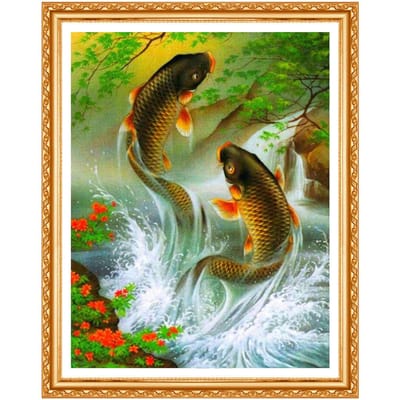 Broderie Plein Diamant Animal Bricolage Diamant Peinture Poisson Saut 3d Perceuse Diamant Icône Plein Artisanat 20X30CM black