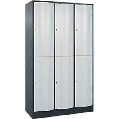 C+P Garderobekast Resisto, 3 vakken, 6 vakken, B 1148 x D 540 x H 1950 mm, antracietgrijs/lichtgrijs