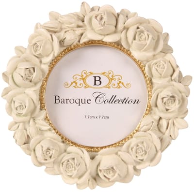 Baroque - Fotolijst - Fotolijst 7.7 x 7.7 cm - Crème - Resin - 13.5x13.5x2.5 - Polyresin