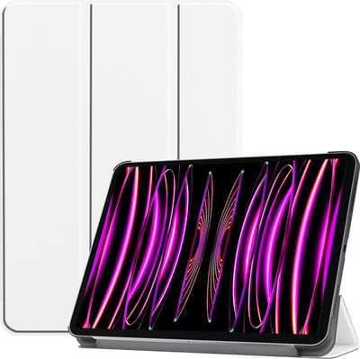 Hoesje - Geschikt voor Apple iPad Pro (2022) - 11 inch - 4e generatie - Dun & Stevig - Hardcover Book Case - Trifold Bookcase Hoes - Hard Cover - Tablethoes - Wit