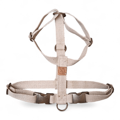 Cooper & Quint Simply Hemp Hondentuig - Extra Small - Schelpenwit -Oud Messing