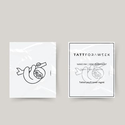 Tijdelijke tattoo luiaard | Neptattoo volwassenen | Tijdelijke tattoo voor volwassenen | Temporary tattoo | Plaktattoos voor volwassenen | Neptattoos | Probeer zorgeloos een tattoo | tattforaweek