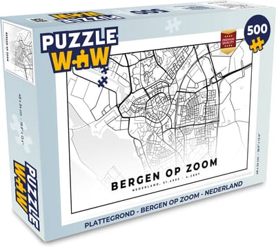 Puzzel Plattegrond - Bergen op Zoom - Nederland - Legpuzzel - Puzzel 500 stukjes - Stadskaart