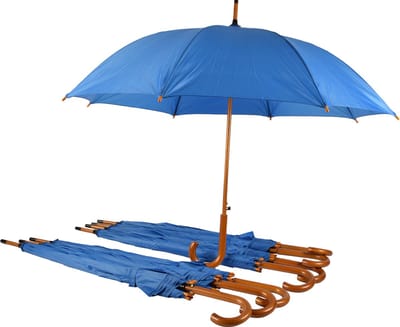 Paraplu 8 stuks - Set van 8 Automatische en Windproof Paraplu's voor Volwassenen | 102cm Diameter met Houten Handvat | Sky Blauw