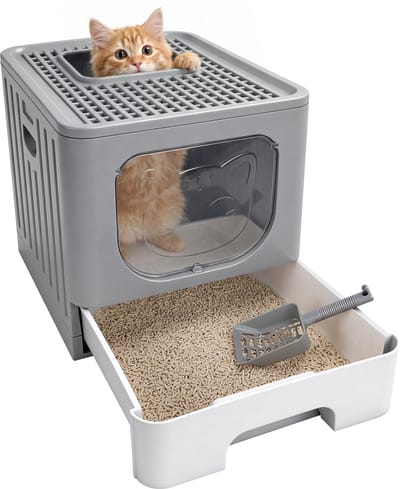 Nobleza Kattenbak - met lade en Kattenbakschep - 48x38x38 cm - Kattentoilet - Grijs