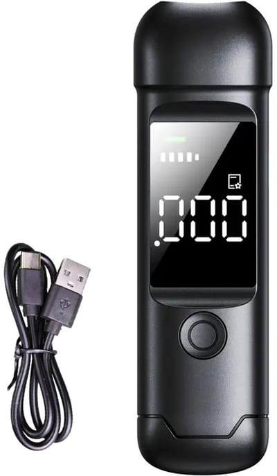 PolkaHome® Draagbare Alcoholtester – Digitale Blaastest met LCD Display, Compact en USB-C Oplaadbaar – Betrouwbare Ademtester voor Persoonlijk Gebruik