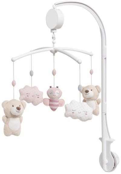 Baby's Muziekmobiel baby Heaven - Boxmobiel - figuurtjes - Muziek speelgoed - beertje - wolkjes- roze beige -