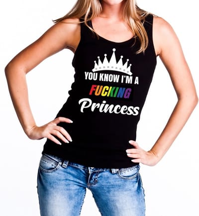 Zwart You know i am a fucking Princess tanktop / mouwloos shirt dames S