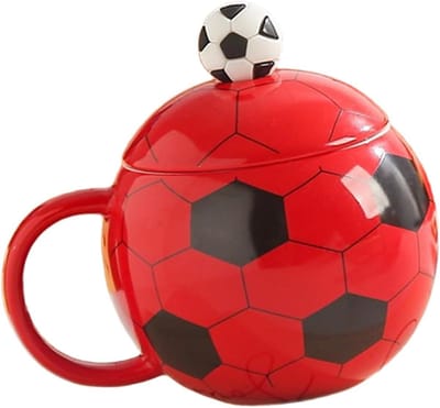 Voetbal mok - Keramische beker - Dagelijks gebruik - Uniek voetbal design - 400ml - Wit