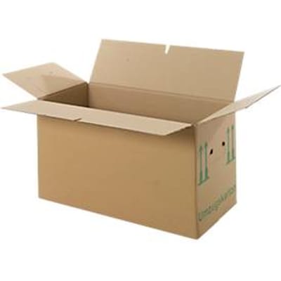 Verhuisdoos, 2-golf, tot 40 kg, ruimte voor opschriften, dubbel handgreepsysteem, vlinderbodem, L 603 x B 295 x H 317 mm, FSC®, bruin