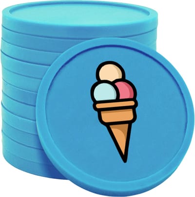 CombiCraft ijsje munten blauw Ø29mm enkelzijdig bedrukt - 100 stuks