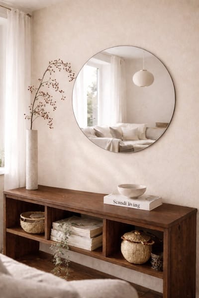 Nordic Style® Ronde spiegel 80x80cm - Frameloos - Scandinavische Spiegels - Cirkel - Zonder lijst - Randloos - Frameloos - Wandspiegel - Badkamerspiegel - Gangspiegel - Wand - Gang - Badkamer