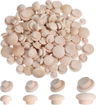 Set van 120 Houten Stoppen in 4 Maten voor Meubels, Houtbewerking en Creatieve Klussen (18mm, 15mm, 13mm en 10mm)