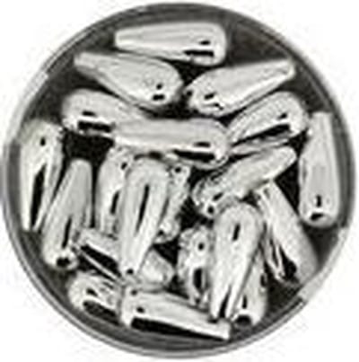 0802-14914 Parels druppelvormig zilverkleurig metallic 6x14 mm