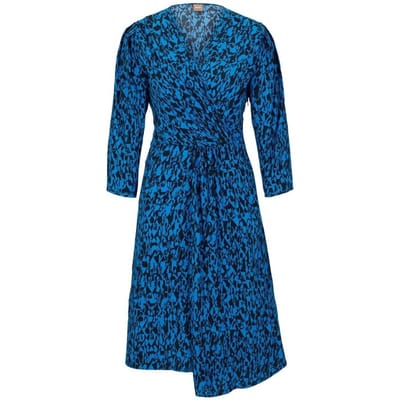 Boss Abstracte wikkeljurk met V-hals voor dames (Blauw)