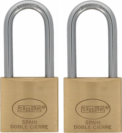 Amig Hangslot met 2 sleutels - 2x - 30 mm - messing - kofferslot