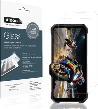 dipos – 2x Pantserfolie geschikt voor LAGENIO Rhino 1 Pro | 9H Screenprotector