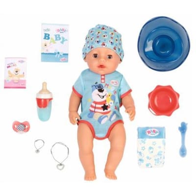 Zapf Creation BABY Born Magic Eyes jongen met bruine ogen Poppen met functies Interactieve poppen