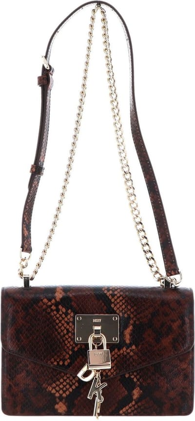DKNY Leren Schoudertas Avondtas Elissa Shoulder Bag Chestnut Bruine