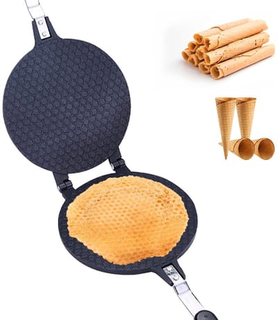 Byshayne- Pannenkoekmaker met antislip handvat - Aluminiumlegering - 38,5 x 17 cm - Duurzaam - Hoge temperatuur weerstaan - Inclusief eierbroodjesmaker - Wafelijzer