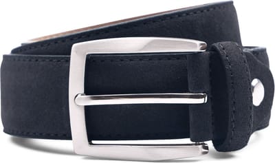 Suitable Riem Suede Donkerblauw (navy) 309 - Maat 105 - Heren leren broekriem / broeksriem - Ceintuur - Riem formeel